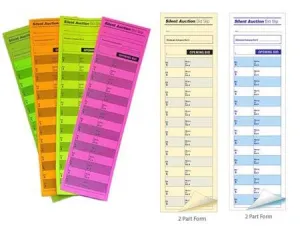 25 LINE - Silent Auction Bid Slips - 2.8" x 11" (1 or 2-Part)