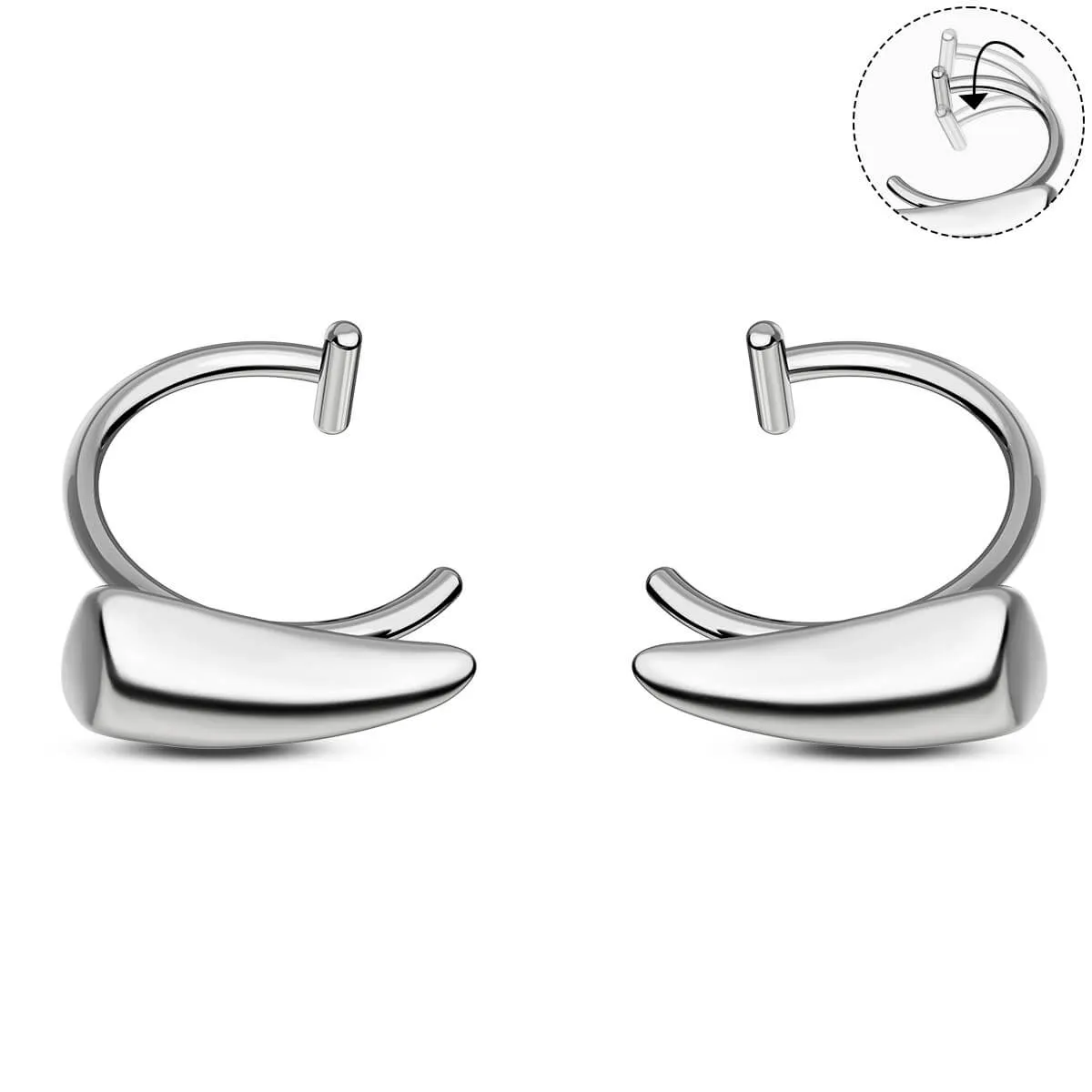 2Pcs 316L Stainless Steel Fake Lip Ring