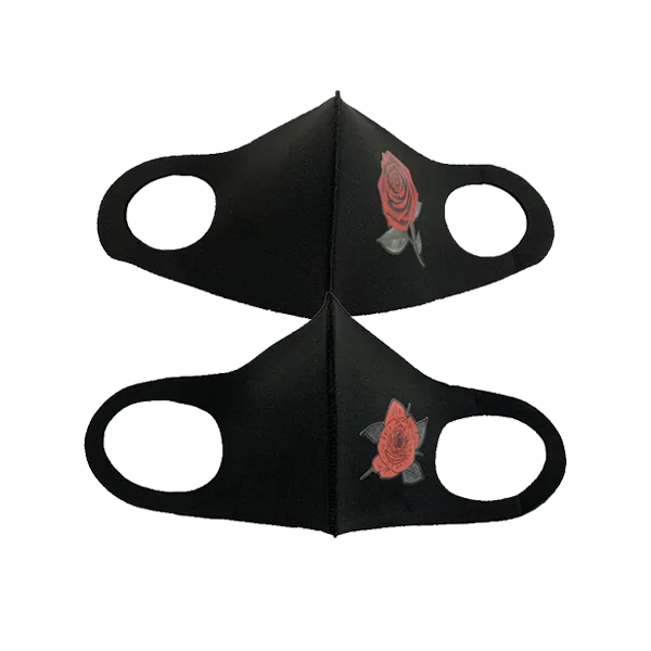3 Piece: Thick Black Fashion Mask With Printed Design - 4 Styles Available
