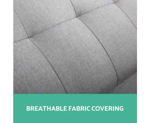 3 Seater Fabric Lounge Chair - Grey