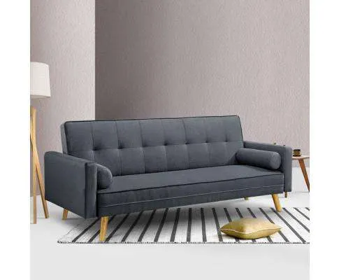 3 Seater Fabric Sofa Bed - Charcoal
