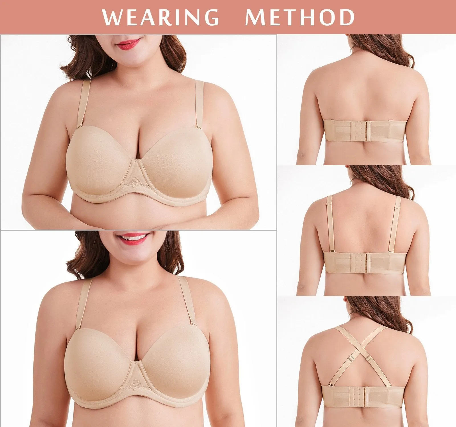 356 Multiway Strapless Full Figure Bra Beige