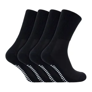 4 Pack Extra Wide Non Slip Bamboo Diabetic Slipper Socks