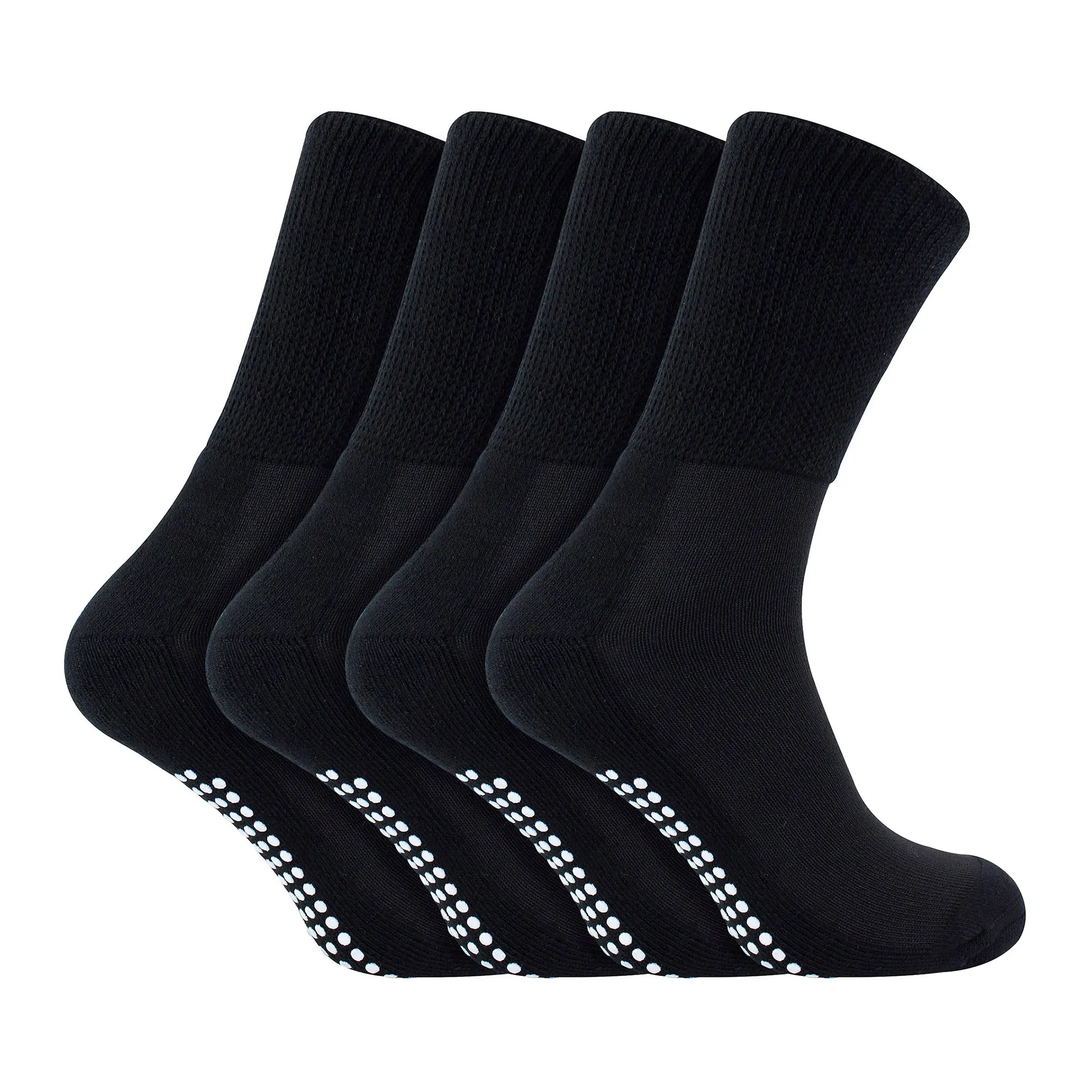 4 Pack Extra Wide Non Slip Bamboo Diabetic Slipper Socks