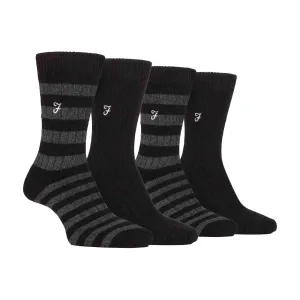 4 Pack Mens Soft Breathable Bamboo Striped Boot Socks