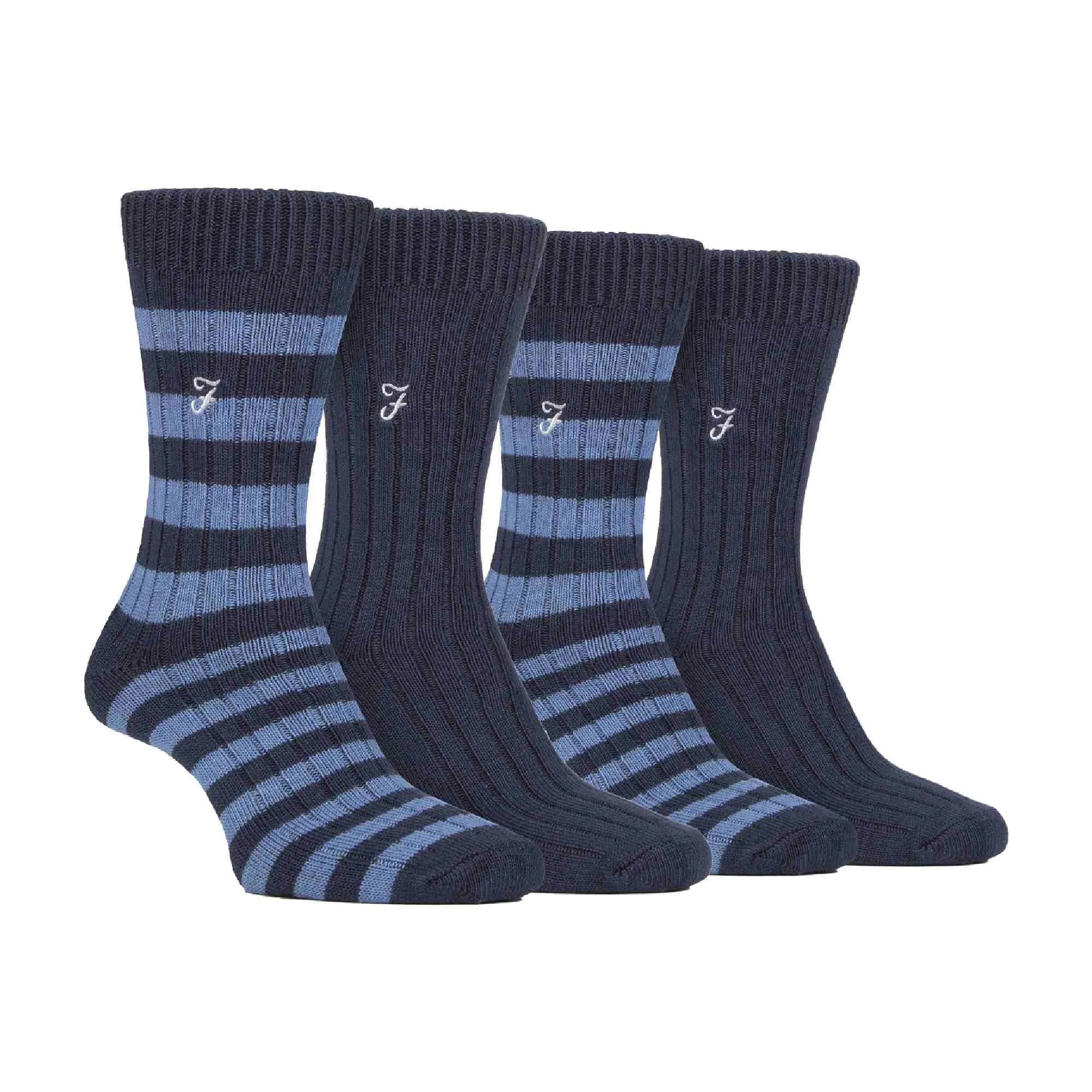 4 Pack Mens Soft Breathable Bamboo Striped Boot Socks