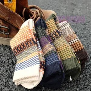 4Pair Mens Soft Thick Angora Cashmere Casual Rabbit Wool Blend Warm Winter Socks