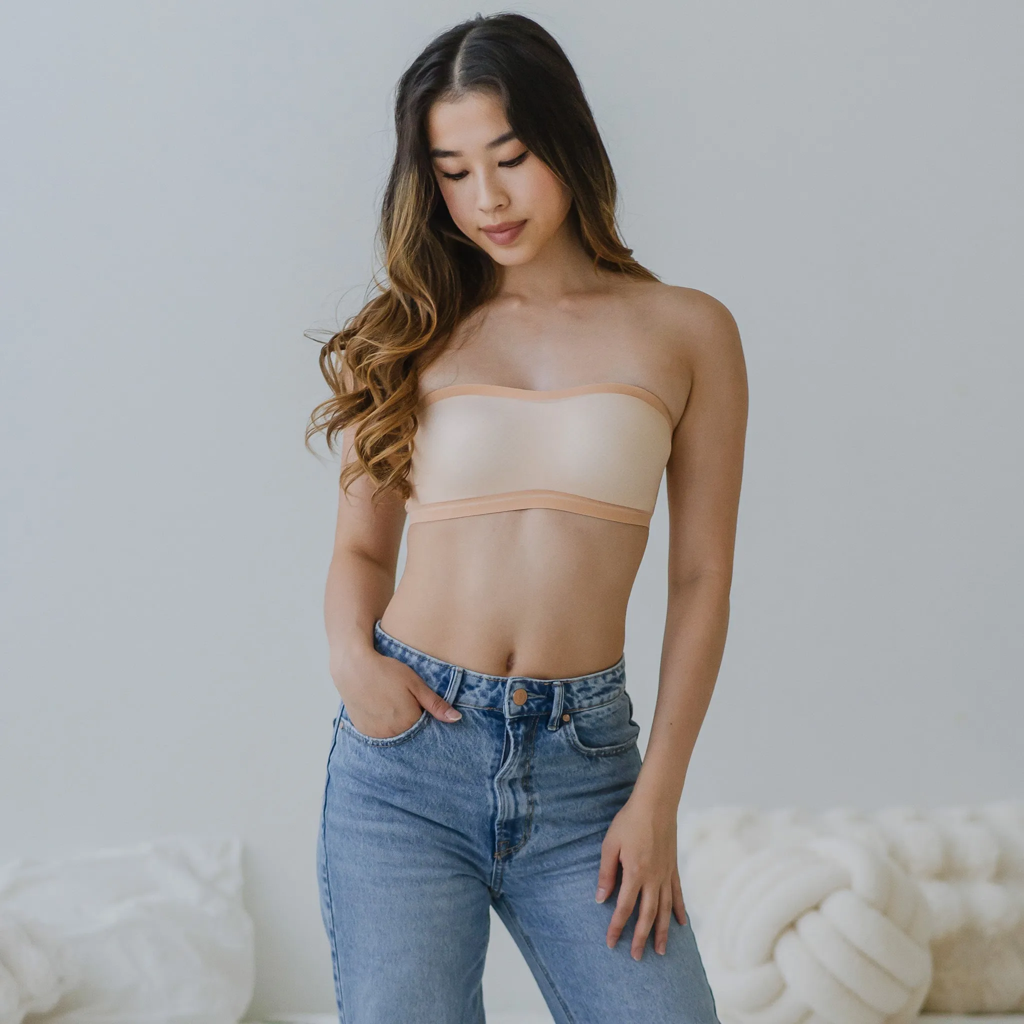 5D Ultra-Ventilation Lightweight Wireless Bandeau (In-built Padding) in Pearl Nude (Size S Only)