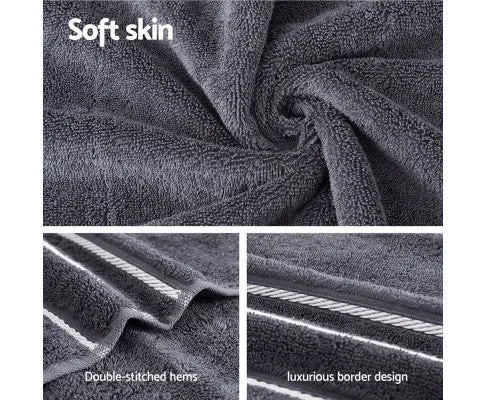 6 Pack Bath Towels Set Cotton Towel Grey