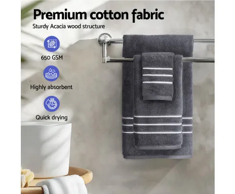 6 Pack Bath Towels Set Cotton Towel Grey