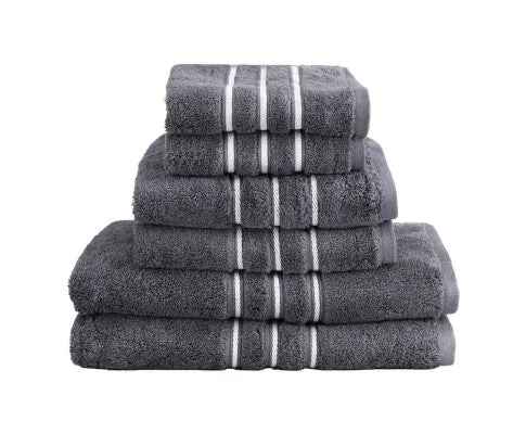 6 Pack Bath Towels Set Cotton Towel Grey