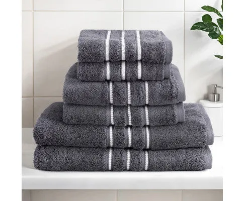 6 Pack Bath Towels Set Cotton Towel Grey