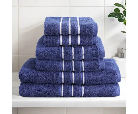 6 Pack Bath Towels Set Cotton Towel Navy