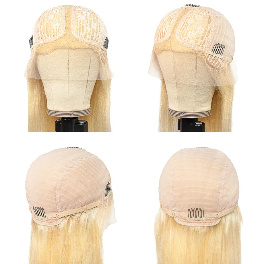 613 Blonde Bone Straight Human Hair Lace Front Wig For Women