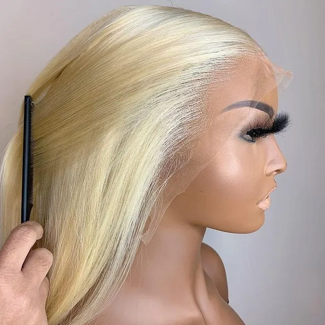 613 Blonde Bone Straight Human Hair Lace Front Wig For Women