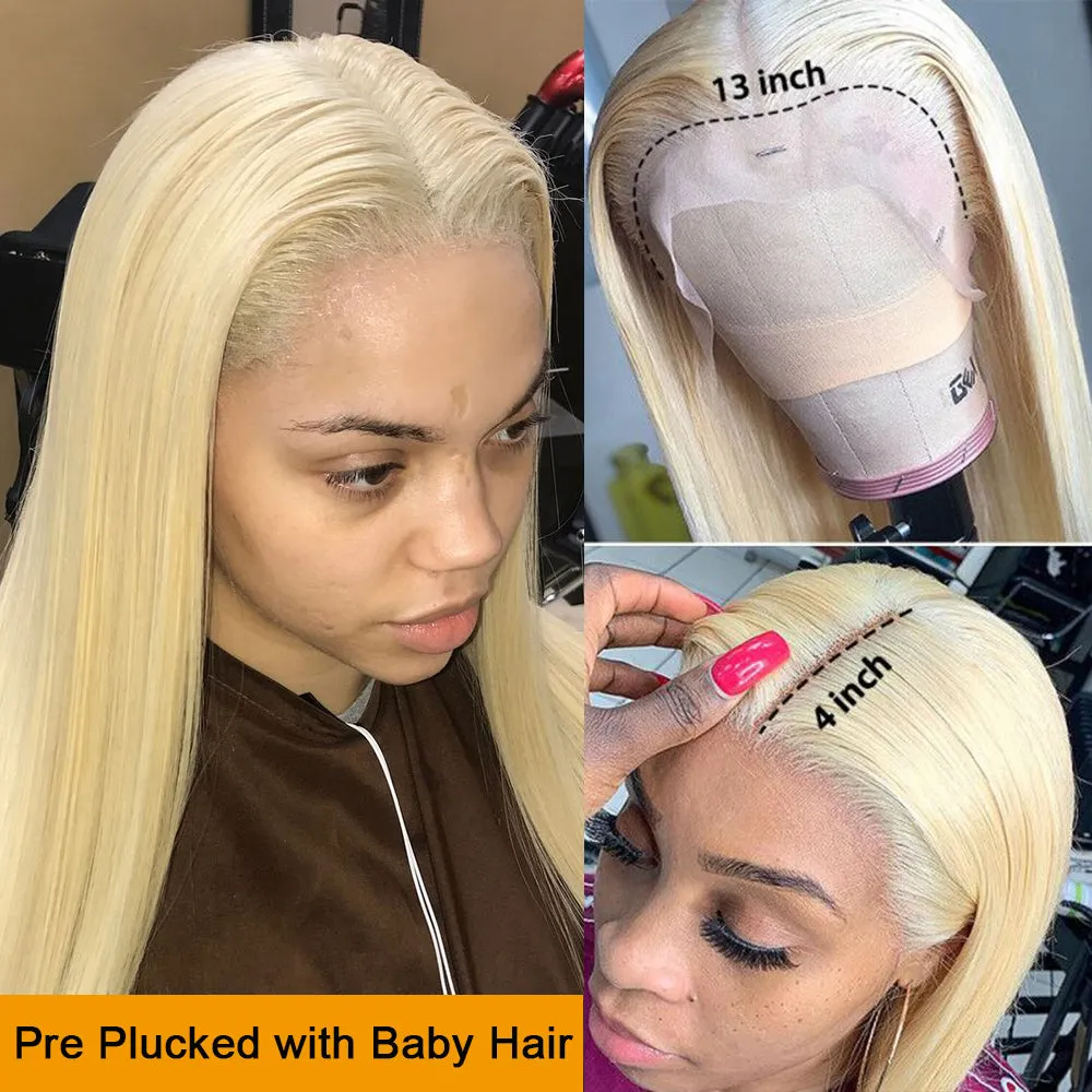613 Blonde Bone Straight Human Hair Lace Front Wig For Women