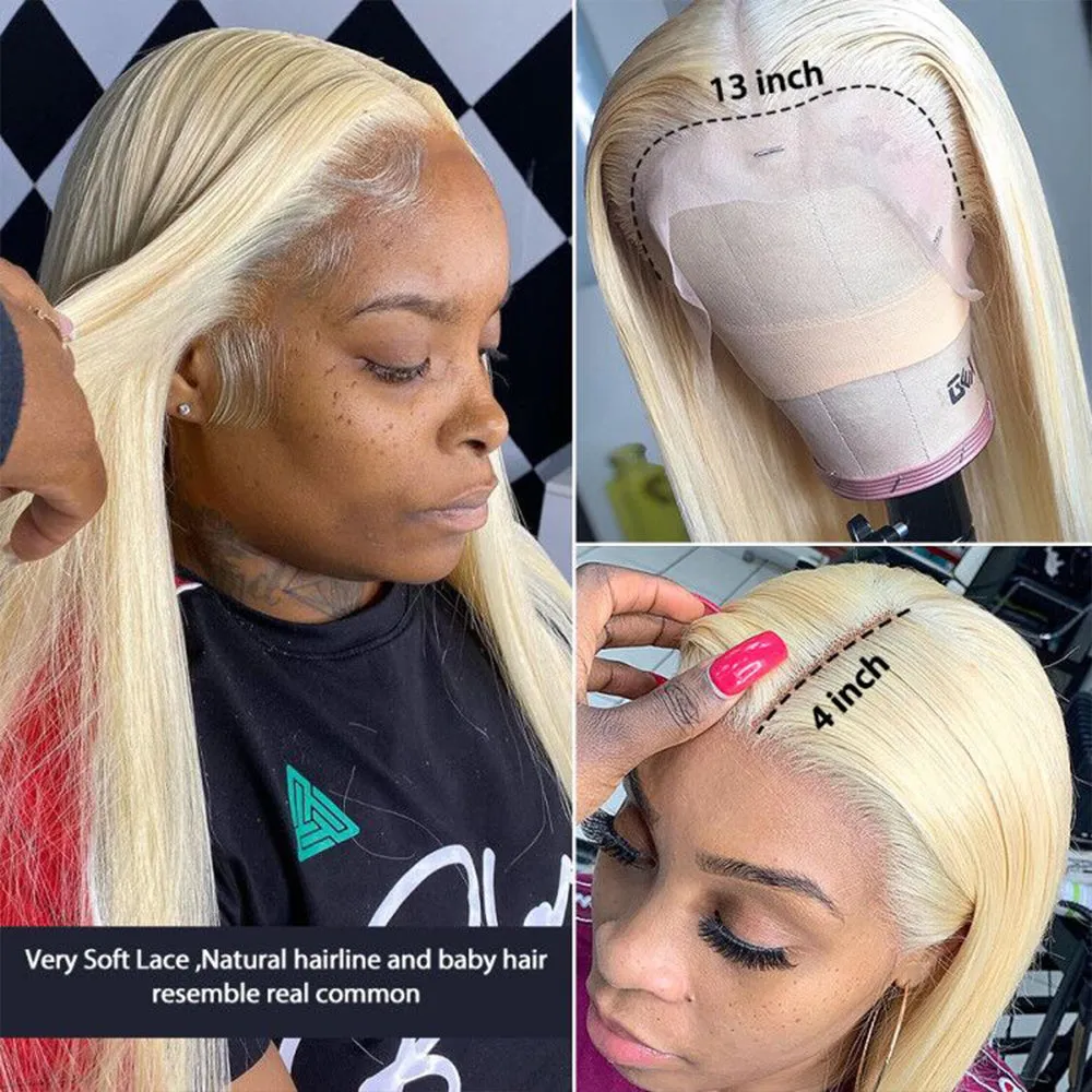 613 Blonde Bone Straight Human Hair Lace Front Wig For Women