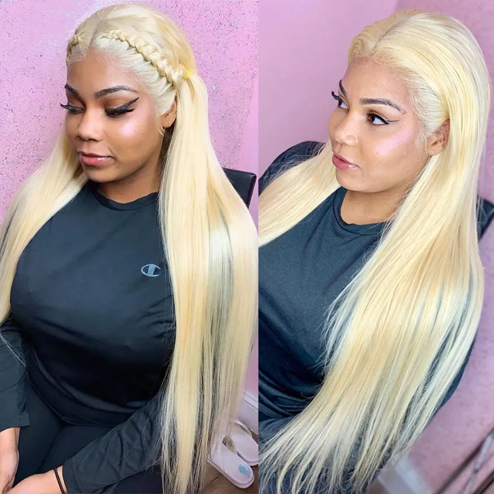 613 Blonde Bone Straight Human Hair Lace Front Wig For Women
