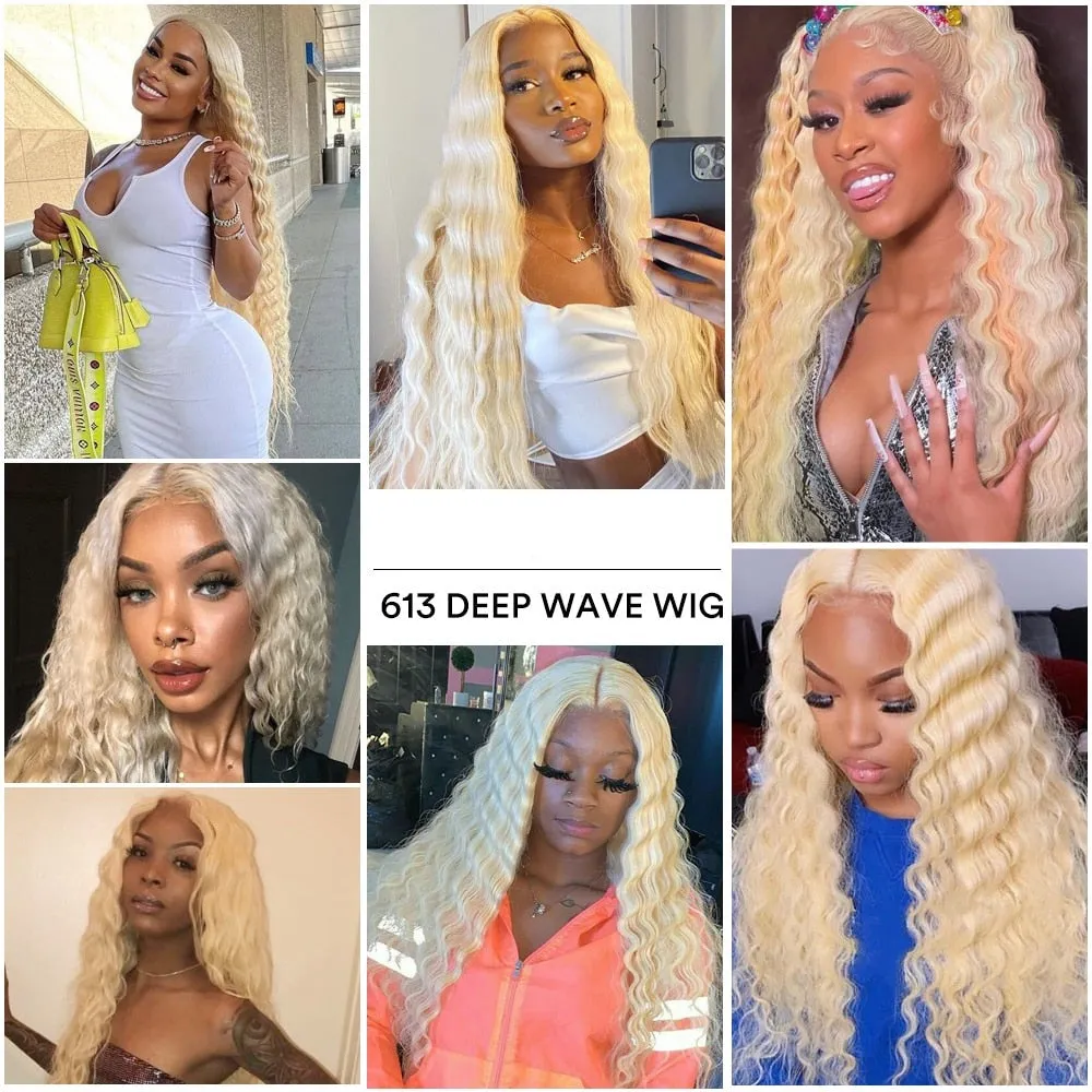 613 Honey Blonde Deep Wave Wig HD Lace Frontal Human Hair Wigs