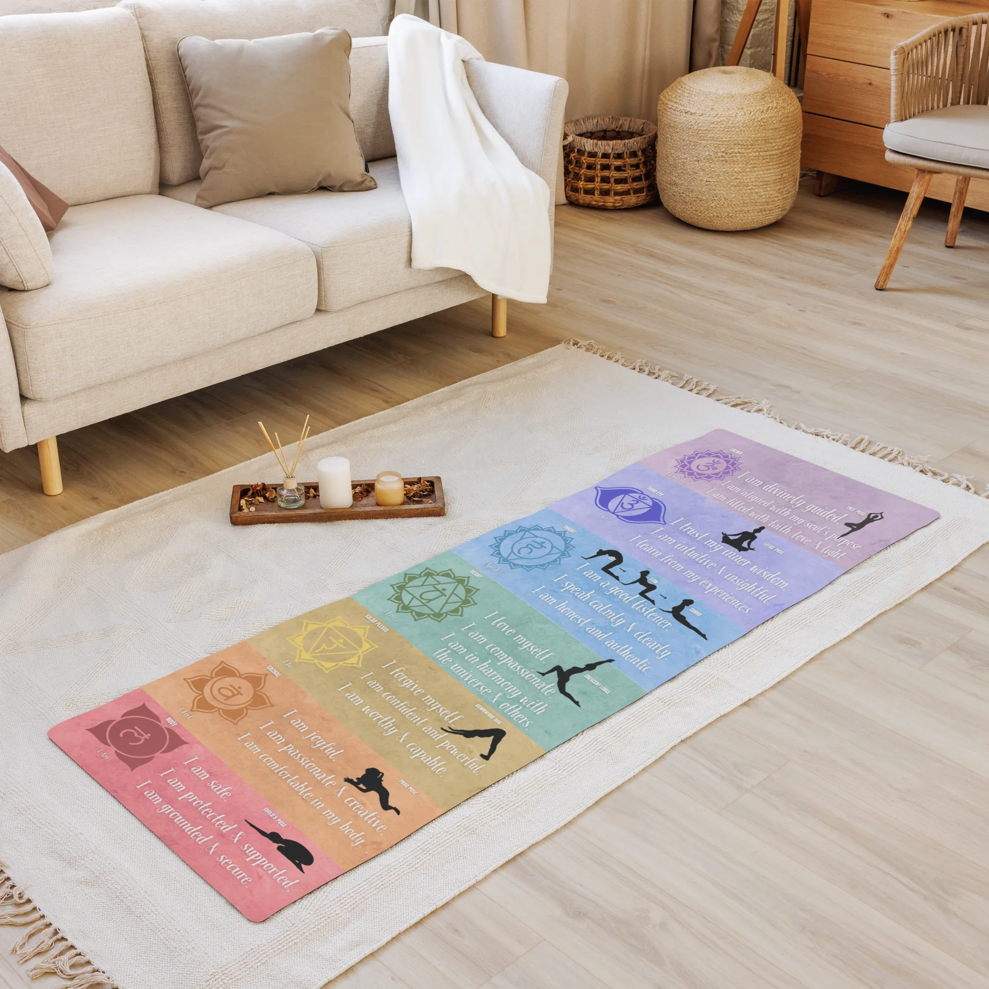 7 Chakra Affirmations Yoga mat