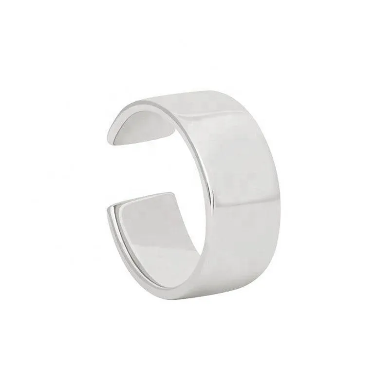 925 Sterling Silver Thick Band Fake Conch Ear Cuff Hoop