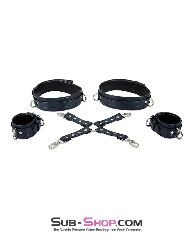 9947M      Padded Bondage Belt, Thigh Cuffs, Wrist Cuffs and Connector Strap Full Bondage Set