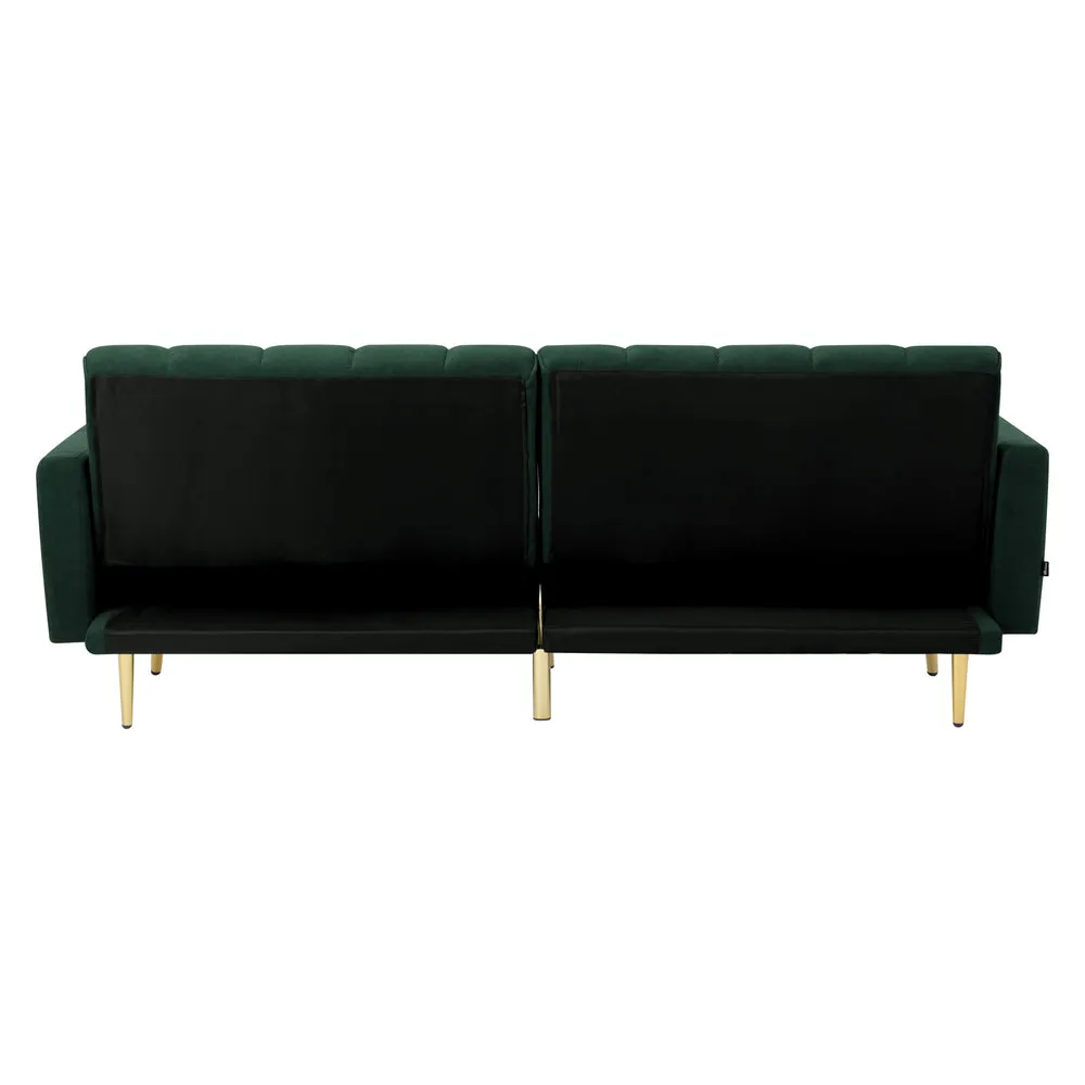 ABBY 3 Seater Sofa Bed Convertible Velvet Green