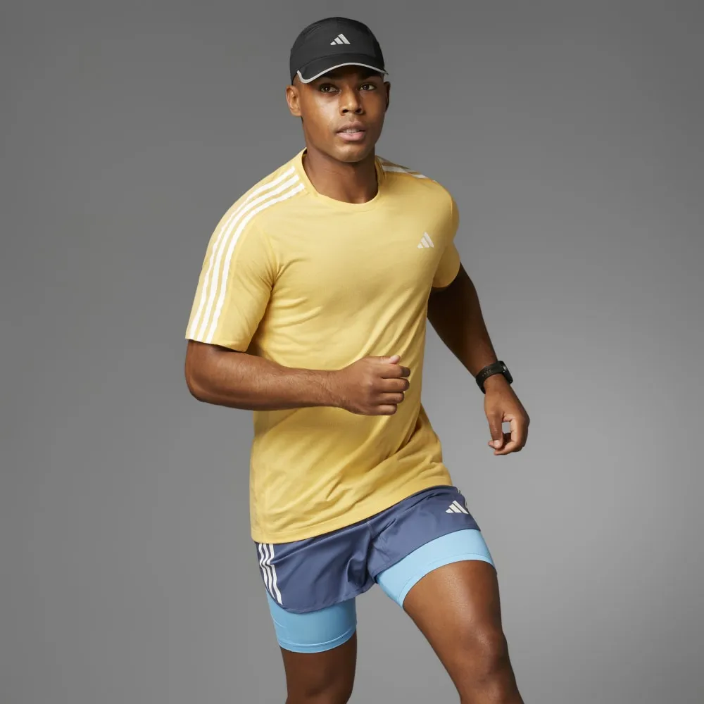 Adidas Mens Own The Run 3-Stripes Tee