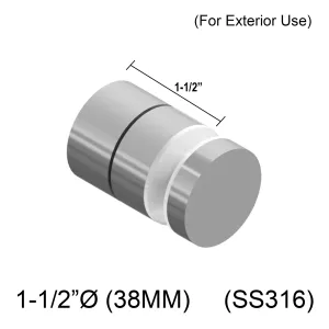 Adj 12M Standoff - 1-1/2" X 1-1/2" Base Height - SS316 (BS)
