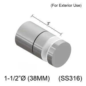Adj 12M Standoff - 1-1/2" X 2" Base Height - SS316 (BS)