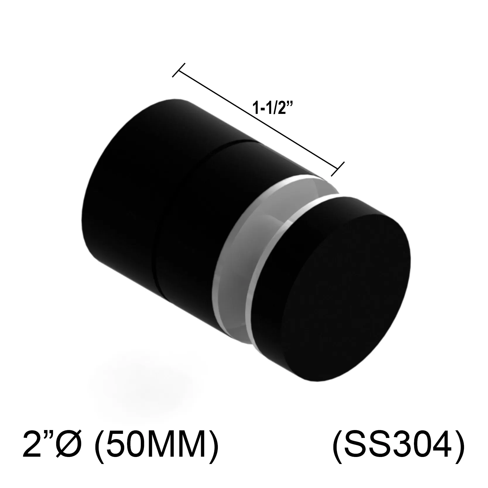 Adj 12M Standoff - 2" X 1-1/2" Base Height - SS304 (BS, MBL)