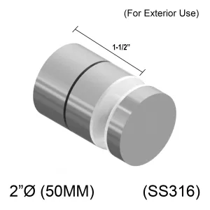 Adj 12M Standoff - 2" X 1-1/2" Base Height - SS316 (BS)