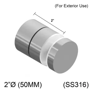 Adj 12M Standoff - 2" X 2" Base Height - SS316 (BS)