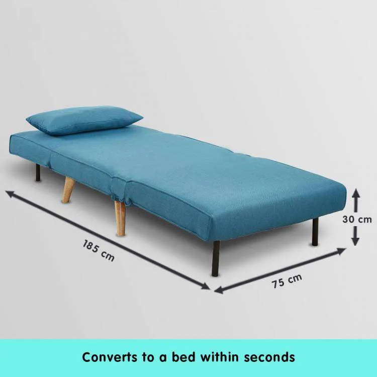 ADJUSTABLE CORNER SOFA SINGLE SEATER LOUNGE LINEN BED SEAT - BLUE