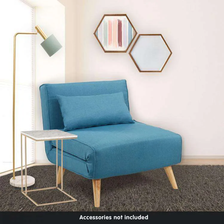ADJUSTABLE CORNER SOFA SINGLE SEATER LOUNGE LINEN BED SEAT - BLUE