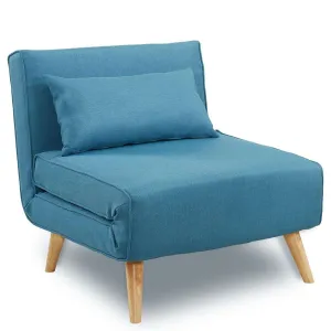 ADJUSTABLE CORNER SOFA SINGLE SEATER LOUNGE LINEN BED SEAT - BLUE