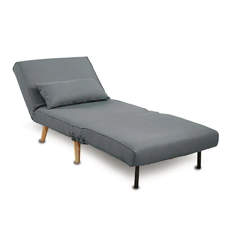 ADJUSTABLE CORNER SOFA SINGLE SEATER LOUNGE LINEN BED SEAT - DARK GREY