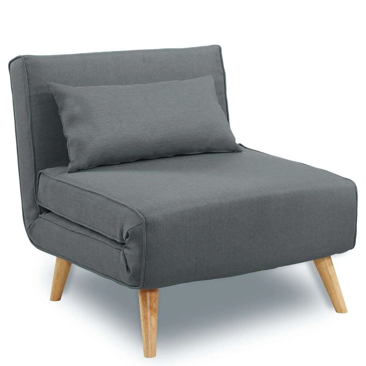 ADJUSTABLE CORNER SOFA SINGLE SEATER LOUNGE LINEN BED SEAT - DARK GREY