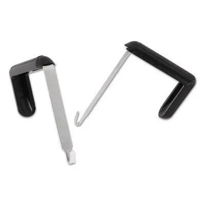 Adjustable Cubicle Hangers, 1 1/2" - 3" Panels, Aluminum/Black, 2/Set, Sold as 1 Set