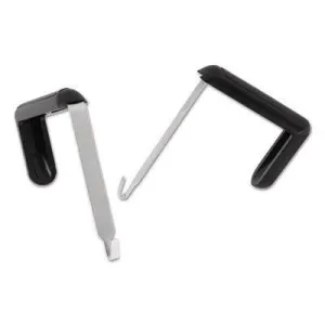 Adjustable Cubicle Hangers, 1 1/2" - 3" Panels, Aluminum/Black, 2/Set, Sold as 1 Set