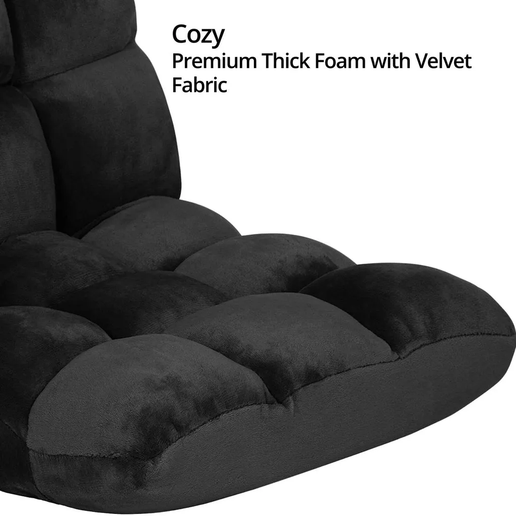 Adjustable Floor Chair Lounge Sofa Bed Recliner (Black) EK-FLSR-101-LZQ