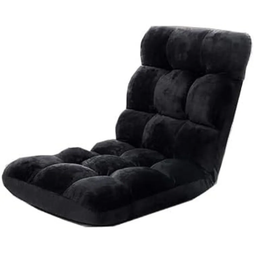 Adjustable Floor Chair Lounge Sofa Bed Recliner (Black) EK-FLSR-101-LZQ