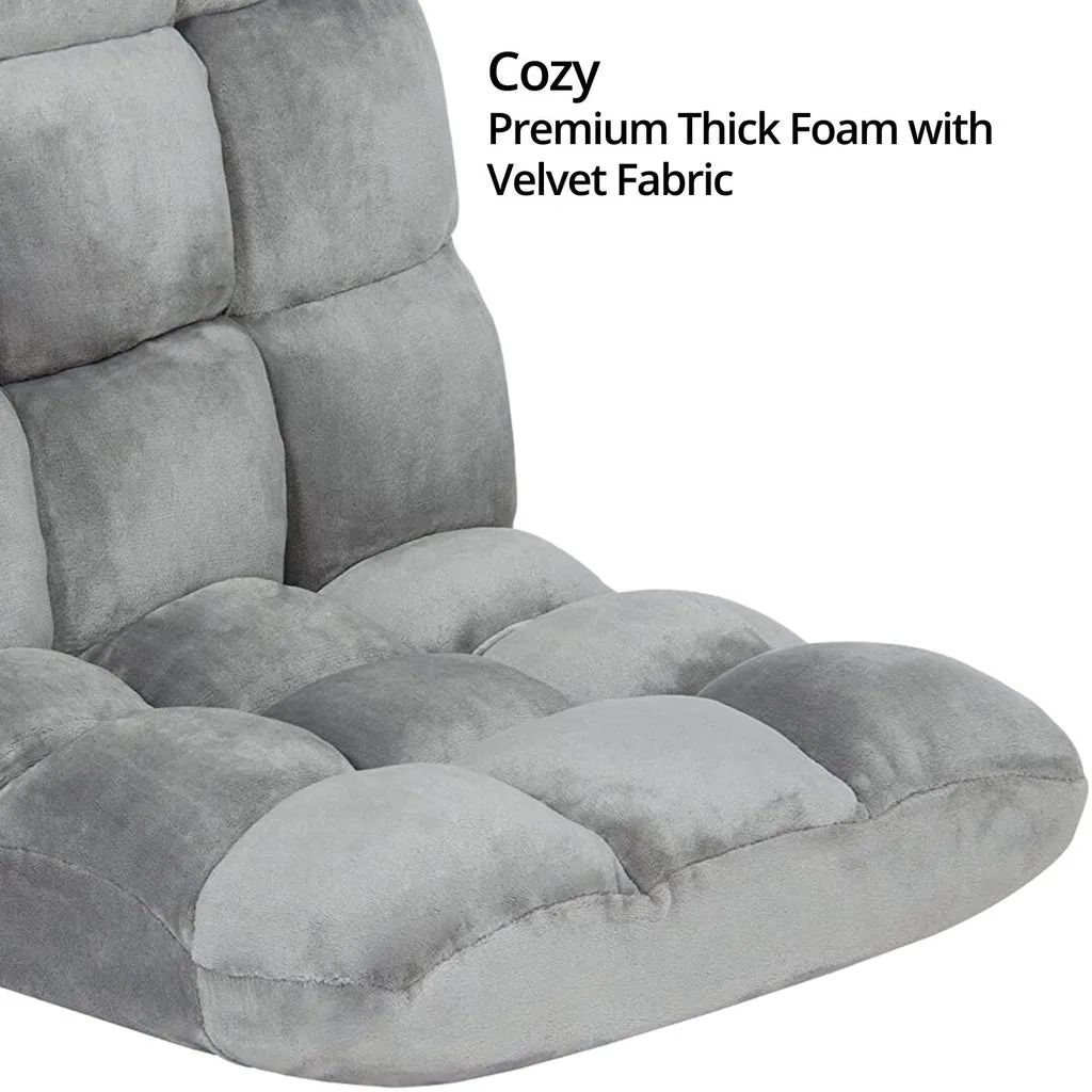Adjustable Floor Chair Lounge Sofa Bed Recliner (Silver Grey) EK-FLSR-100-LZQ