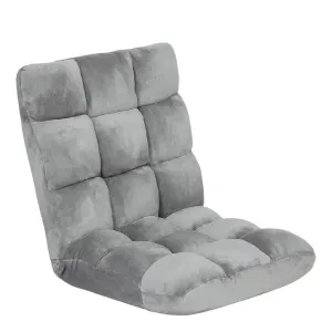 Adjustable Floor Chair Lounge Sofa Bed Recliner (Silver Grey) EK-FLSR-100-LZQ