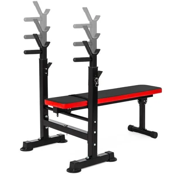 Adjustable Folding Flat Bench Press Barbell Weight Rack Home Gym