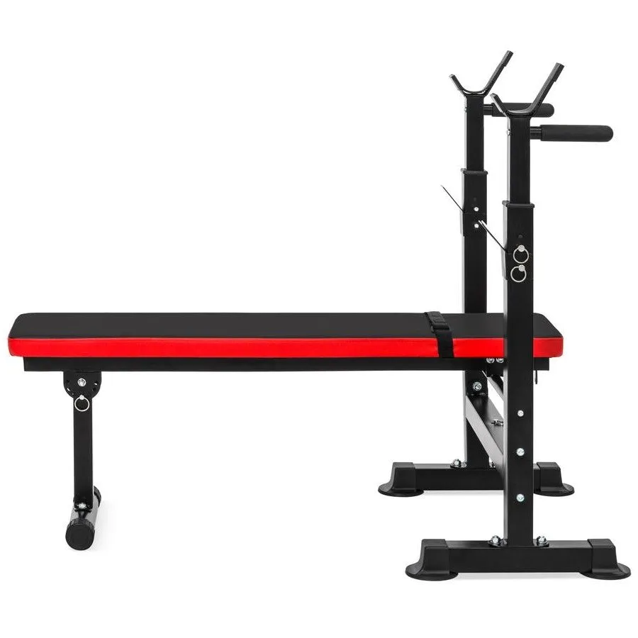 Adjustable Folding Flat Bench Press Barbell Weight Rack Home Gym