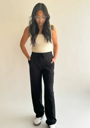 Adjustable Length Straight Leg Pant in Black