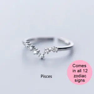 Adjustable Rhinestone Zodiac Sign Ring