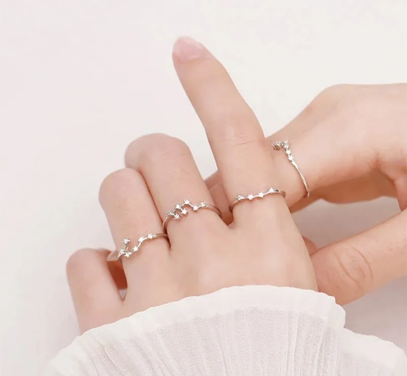Adjustable Rhinestone Zodiac Sign Ring