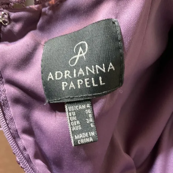 Adrianna Papell Purple Lace Sleeveless Sheath Dress with Built-In Bra Size 4